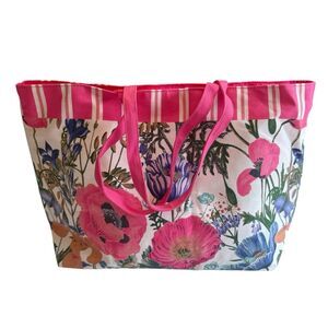 Estée Lauder Floral Cotton Canvas Tote Bag Lined NWOT